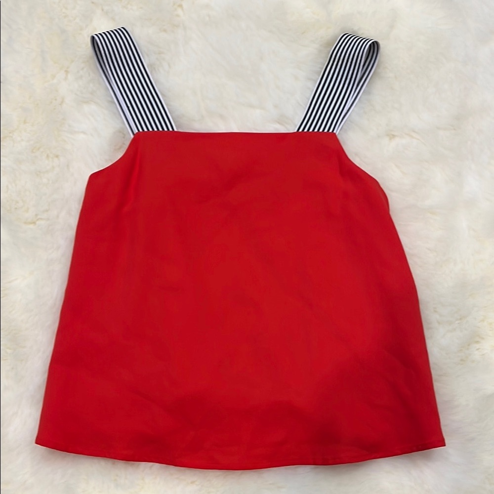 1.State Red Sleeveless Top with Striped Straps Small